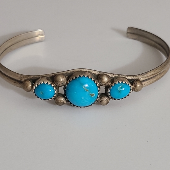 Vintage navajo Patrick Yazzie PY turquoise sterling silver 11g estate native NA - Picture 5 of 16